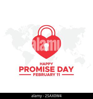 Happy Promise Day Post und Grußkarte. 11. Februar - Versprechen Tag der Valentinswoche Vektor-Illustration Stock Vektor