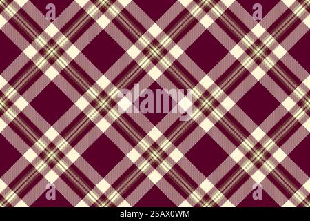 Farbenfroher karierter Hintergrund, nahtloses Vintage-Textilgewebe. Quadratische Vektormuster Textur Tartan in rosa und Maisseide Farben. Stock Vektor