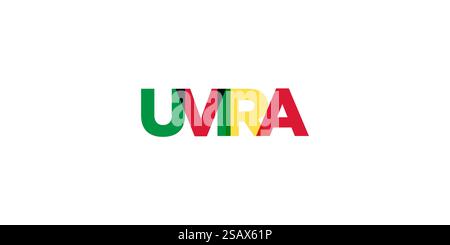 Uvira im Kongo Emblem für Print und Web. Design mit geometrischem Stil, Vektorillustration mit auffälliger Typografie in moderner Schrift. Schriftzug mit grafischem Schriftzug auf weißem Hintergrund. Stock Vektor