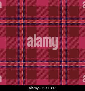 Schottennahtloser Vektor der Hintergrund-karierten Textur mit einem textilen Karomuster Stoff in roten und dunklen Farben. Stock Vektor