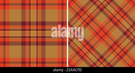 Nahtloses Gewebe Textil des Hintergrund-Schottenmusters mit einem karierten Vektor-Textur-Set in halloween-Farben. Nahtloses Gewebe Textil mit Hintergrund-Schottenmuster mit einer karierten Vektorstruktur. Stock Vektor