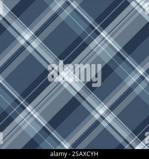 Vektor-Schottenmuster nahtlos aus Hintergrund-Karomuster mit einer Textil-Textur-Plaid in Blau und Cyan Farben. Stock Vektor