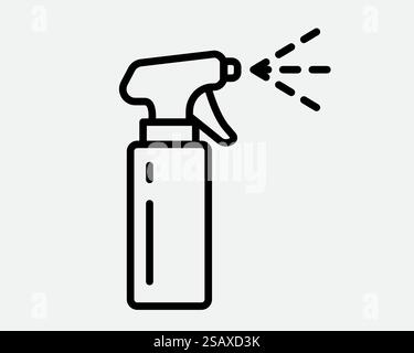 Reinigen Sie das Symbol des Sprühnebels in der Reinigungsflasche mit Aerosol. Schilderwerkzeug für Wassergasdüse, Desinfektion, Hygienespritzer.. Das Symbol für das Spritzspray im Aerosol der Reinigungsflasche reinigen. Schilderwerkzeug für Wassergasdüse, Desinfektion, Hygienespritzer. Stock Vektor