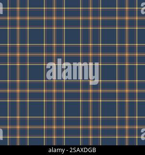 Karierter Hintergrund Vektor der Schottentextilien Textur mit einem Muster Check Stoff nahtlos in blauen und gelben Farben. Stock Vektor