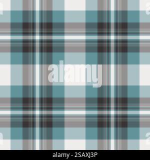 Hintergrund nahtloses Karo des Musters Check Textil mit einem Textur Vektor Stoff Schottenstreifen in Pastellfarben und Grau Farben. Stock Vektor