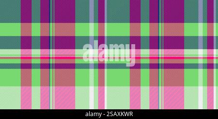 Natives Gewebe Tartan Textur, Jahreszeit karierter Vektor Hintergrund. Nahtloses Karomuster aus weichem Textil in Grün und leuchtender Farbe. Stock Vektor