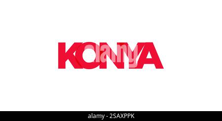 Konya im Türkei-Emblem für Print und Web. Design mit geometrischem Stil, Vektorillustration mit auffälliger Typografie in moderner Schrift. Schriftzug mit grafischem Schriftzug auf weißem Hintergrund. Stock Vektor