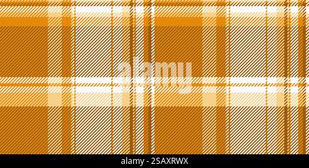 Nahtloses, gefüttertes Vektormuster aus Textil. Hintergrund-Check mit Schottenmuster in der Farbpalette Orange und weiß. Stock Vektor