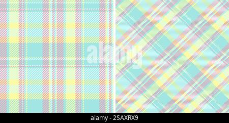 Kariertes nahtloses Schottenmuster aus Vektor-Textilgewebe mit einem karierten Hintergrundstrukturmuster in Neonfarben. Stock Vektor