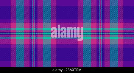 Wiederholbare Muster nahtlose karierte Textur, asymmetrische Hintergrundvektorprüfung. Tartan aus Textilgewebe mit Handelsmuster in Violett- und Indigofarben. Stock Vektor