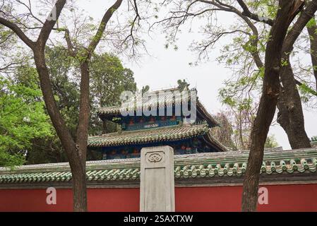 Pekinger Konfuzius-Tempel in der Guozijian-Straße im Bezirk Dongcheng in Peking, China am 22. April 2024 Stockfoto