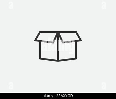 Vektorsymbol für Lieferverpackung. Symbole für Frachtkarton. Kartonverpackung geometrische Formen der Zeichenlinie. Vektorsymbol für Lieferverpackung. Symbole für Frachtkarton. Kartonverpackungsschild von geometrischen Linienformen. Stock Vektor