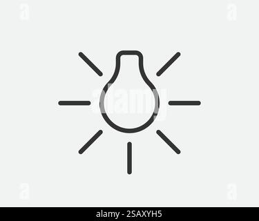 Flaches, trendiges Design mit leichtem Dimmer und Icon Line. Stromlampe Energiesparschild. Trendiges Design mit leichtem Dimmer und Icon-Linie. Energiesparschild für Stromlampen. Flache schwarz-weiße Ausführung. Stock Vektor