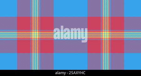Nahtlose Hipster-Textur, schickes Karomuster. Service Tartan Hintergrund Stoff Vektor in Rot und Cyan Farben. Stock Vektor