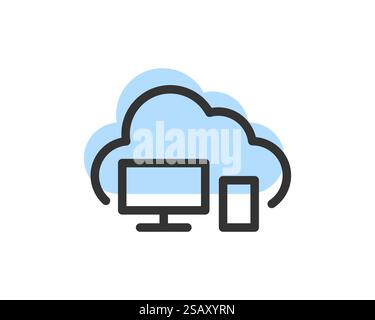 Symbol „Cloud Storage Data Transfer Vector“. Zeilensymbole Für Service Und Netzwerk Werden Berechnet. Datenbank Und Server, Cybersicherheit, Digitale Transformation. Symbol Für Cloud-Speicher Und Datenübertragungsvektor. Zeilensymbole Für Service Und Netzwerk Werden Berechnet. Datenbank Und Server, Cybersicherheit, Digitale Transformation. Stock Vektor