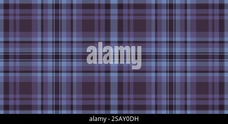 Sofa Stoff Muster Vektor, Band Hintergrund Check Tartan. Nahtloses Textil mit Karomuster in dunkler und indigobarbener Farbe. Stock Vektor