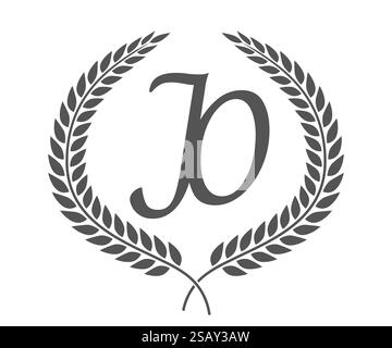 Anfangsbuchstaben J und O, JO-Monogramm-Logo mit Lorbeerkranz. Luxuriöses Emblem mit Kalligraphie-Schriftart. Anfangsbuchstaben J und O, JO-Monogramm-Logo mit Lorbeerkranz. Luxuriöse Kalligraphie-Schriftart. Stock Vektor
