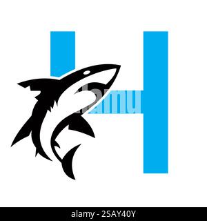 Ursprüngliches Design-Konzept mit Monogramm-Buchstabe H Dolphin Logo und Whale Symbol Stock Vektor