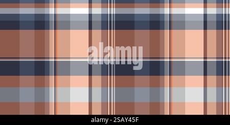Nahtloser Hintergrund-Tartan im Einzelhandel, abstrakter karierter Texturvektor. Textilgewebe mit Karomuster in Rot und Orange. Stock Vektor