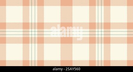 Vektor-Karo mit Faserstruktur, altmodischer Textilmuster-Schottenkaro. Tragen Sie Hintergrundgewebe nahtlos Check in alten Spitzen und Orange Farben. Texturvektor-Plaid aus textilem Muster Schottenmuster mit einem Hintergrund Stoff nahtlos Check. Stock Vektor