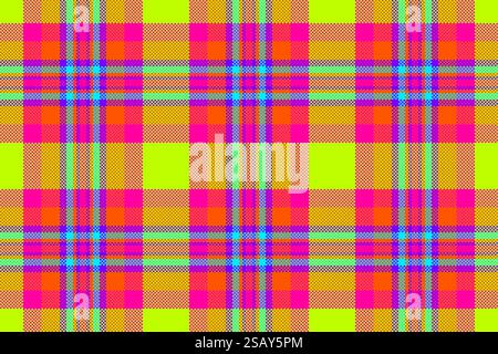 Hübsches Karomuster, schlichtes Textilgewebe. Nahtloser Hintergrund des Menüs Tartan Vektor in heller Farbpalette. Stock Vektor