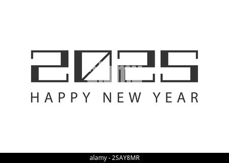 Happy New Year 2025 Typografie Vorlage Kalender Cover. Vektordesign für Poster, Banner, Grußkarten und Einladungen, Tagebücher oder Notizbücher. Happy New Year 2025 Typografie Vorlage Kalender Cover. Vektordesign für Poster, Banner, Grußkarte und Einladung. Stock Vektor