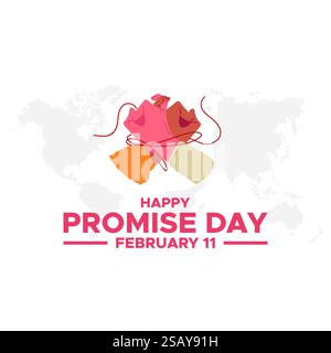 Happy Promise Day Post und Grußkarte. 11. Februar - Versprechen Tag der Valentinswoche Vektor-Illustration Stock Vektor