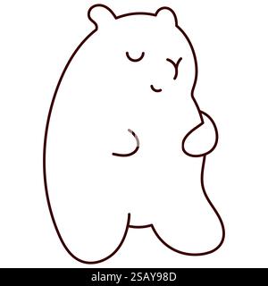 Kawaii süße einzeilige Capybara. Ausmalseite. Stock Vektor