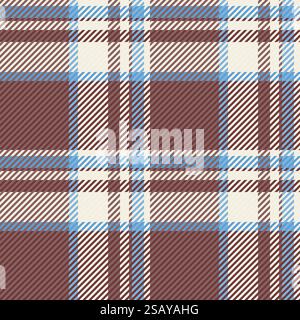 Jersey karierter nahtloser Hintergrund, zerfetzter Schottencheck-Vektor. Mantel aus Stoff mit Textil-Strukturmuster in Rot- und Pastellfarben. Stock Vektor