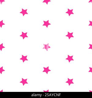 Nahtloses Vektor-Muster von rosa Sternen isoliert auf weißem Hintergrund Stock Vektor