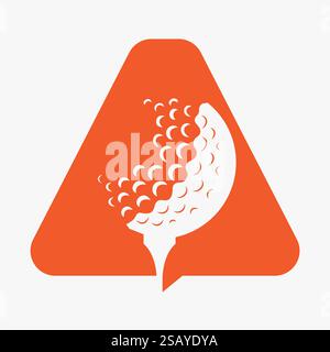 Anfänglicher Golfball auf Buchstabe A Logo Design Vektorvorlage. Golf-Logo-Schild Stock Vektor