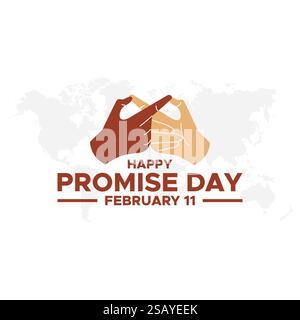 Happy Promise Day Post und Grußkarte. 11. Februar - Versprechen Tag der Valentinswoche Vektor-Illustration Stock Vektor