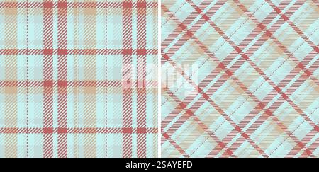 Vektor-kariertes Gewebe mit gemusterter Textur mit einem nahtlosen Schottenhintergrund-Check. In Retro-Farben. Stilvolle Gingham-Muster für Kleidung. Vektor-kariertes Gewebe mit gemusterter Textur mit einem nahtlosen Schottenhintergrund-Check. In Retro-Farben. Modische Gingham-Muster für Kleidung. Stock Vektor