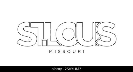 Schriftzug mit St. Louis, Missouri, USA. Amerika-Logo mit grafischem Stadtschriftzug für Print- und Webprodukte. Schriftzug mit St. Louis, Missouri, USA. Amerika-Logo mit grafischem Stadtschriftzug für Print und Web. Stock Vektor