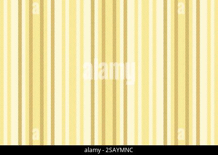 Ornament Linien Streifen Vektor, hübsche Hintergrund vertikale Textur. Nahtloses Muster aus Textil mit Mütze in hellen Farben in goldenrotem Gelb und Senf. Stock Vektor