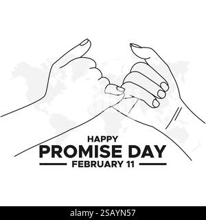 Happy Promise Day Post und Grußkarte. 11. Februar - Versprechen Tag der Valentinswoche Vektor-Illustration Stock Vektor