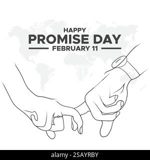 Happy Promise Day Post und Grußkarte. 11. Februar - Versprechen Tag der Valentinswoche Vektor-Illustration Stock Vektor