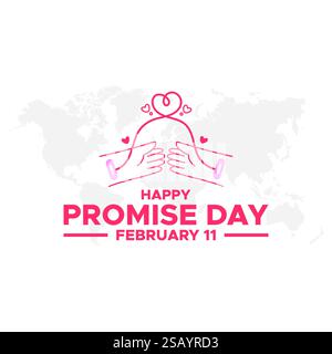 Happy Promise Day Post und Grußkarte. 11. Februar - Versprechen Tag der Valentinswoche Vektor-Illustration Stock Vektor