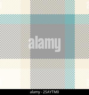 Leise nahtlose Vektortextilien, Folklore Tartan karierte Textur. Verziertes Karomuster im Hintergrund in grau und beige Farbpalette. Leise nahtlose Vektortextilien, Folklore Tartan karierte Textur. Verziertes Hintergrundmuster aus kariertem Stoff in Grau und Beige. Stock Vektor