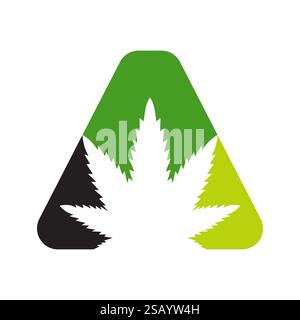 Initial Letter Ein Cannabis Logo Design Konzept mit medizinischem Marihuana Blatt Symbol Stock Vektor