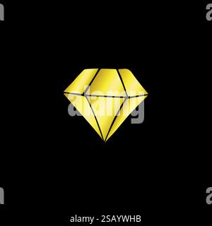 Vektor Hand gezeichnete Kritzelskizze goldener Diamant isoliert auf schwarzem Hintergrund Stock Vektor