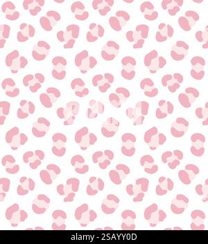 Nahtloses Vektor-Muster des rosa farbigen Hand gezeichneten Leoparden gepunkteten Pelzdrucks isoliert auf weißem Hintergrund Stock Vektor