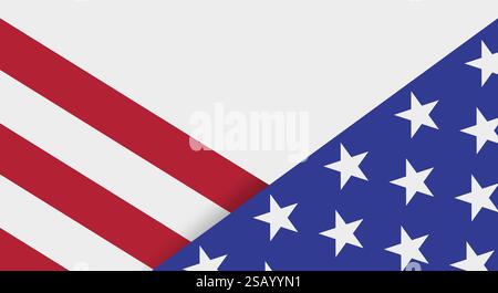Fußzeilenrahmen für US-Flag-Umschlag. Amerikanische Wahlen. Illustration des flachen Vektors auf weißem Hintergrund isoliert. Stock Vektor