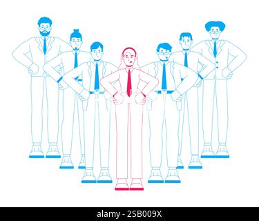 Confident diverse group of professionals 2D cartoon characters Stock Vektor