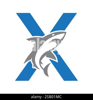 Ursprüngliches Design-Konzept mit Monogramm Letter X Dolphin Logo und Whale Symbol Stock Vektor