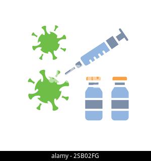 Flaches Symbol für die Impfung. Vektorisoliertes Element. Bearbeitbare Kontur. Stock Vektor