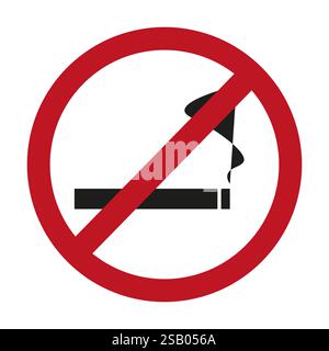 Rauchverbot. Roter Verbotskreis. Symbol Zigarettensymbol. Schwarzweiß-Grafik. Stock Vektor