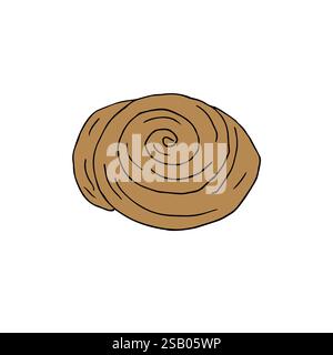 Vektor Hand gezeichnete Kritzelskizze farbige Zimt-Roll-Brötchen isoliert auf weißem Hintergrund Stock Vektor
