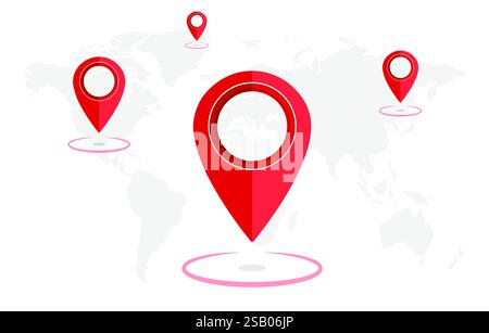 Ziele. GPS-Tracking-Karte. Verfolgen Sie Navigations-Pins auf Straßenkarten, navigieren Sie durch die Kartentechnologie und finden Sie die Positionsnadel. Futuristische Reise-gps-Karte Stock Vektor