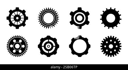 Symbolsatz Zahnrad. Einfache Sammlung von Zahnrädern. Zahnrad. Zahnradsymbole. Vektorabbildung Stock Vektor